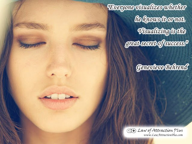 "Everyone visualizes whether he knows it or not. Visualizing is the great secret of success." Genevieve Behrend (Wallpaper + Quote) Free Law of Attraction Wallpaper with Quote by Genevieve Behrend